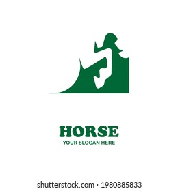 horse leg vector illustration in simple green background, great for spirit logos and icons, animal concept, speed