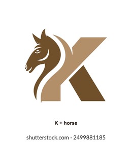 Horse and letter K concept for initial logo or brand name, suitable for ranch farmer, equestrian sports business and others. 