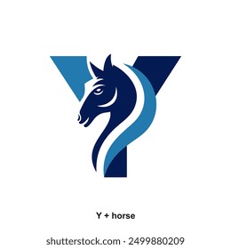 Horse and letter y concept for initial logo or brand name, suitable for ranch farmer, equestrian sports business and others.