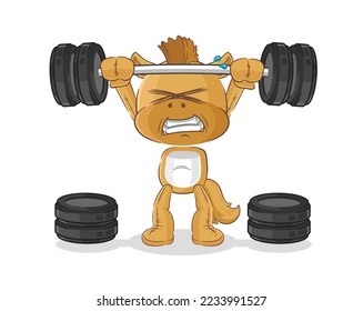 the horse lifting the barbell character. cartoon mascot vector