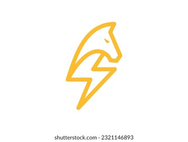 diseño de logotipo de rayo de caballo, vector de símbolo eléctrico simple