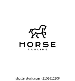 horse line art logo design outline monoline icon