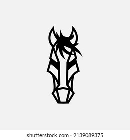diseño de logotipo de arte de línea de caballo