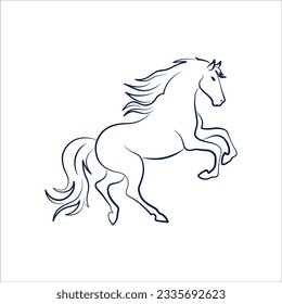 Horse line art logo icon design. Simple modern minimalist animal logo icon illustration vector.