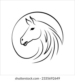 Horse line art logo icon design. Simple modern minimalist animal logo icon illustration vector.