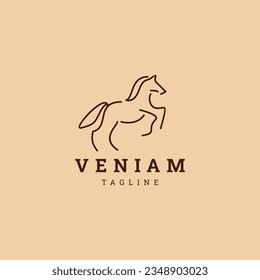 Horse line art logo icon design template