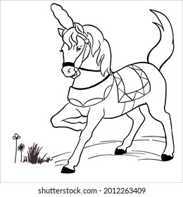 Horse line art pictures for coloring little kids