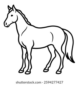 Horse line art vector on white background