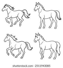 Conjunto de Vector de arte Horse Line