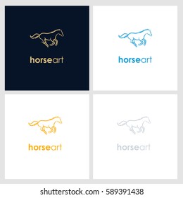 horse line company logo. wild animal logo with minimalist concept