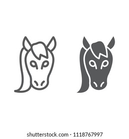 Horse line and glyph icon, animal and zoo, mustang sign vector graphics, a linear pattern on a white background, eps 10.