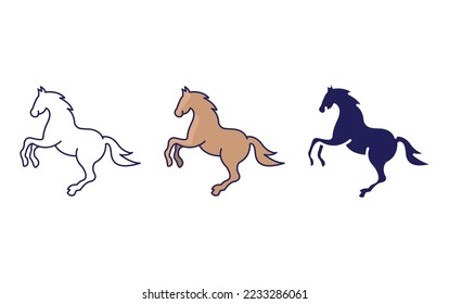Horse line and glyph icon, vector illustration