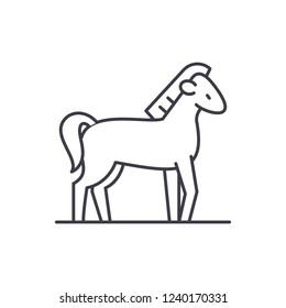 Horse line icon concept. Horse vector linear illustration, symbol, sign