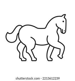 Horse line icon. Monochrome illustration 