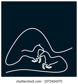 Horse line logo. Flat design.  line logo