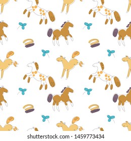 Horse line shapes seamless pattern