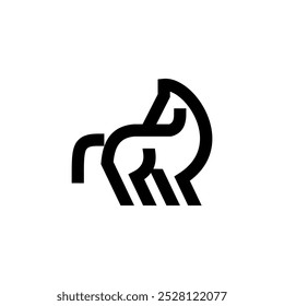 Caballo lineal simple minimalista negrita línea en blanco y negro logo del caballo