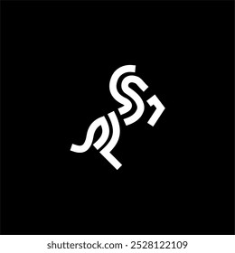 Horse linear simple minimalist bold black and white line horse logo