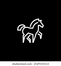 Horse linear simple minimalist bold black and white line horse logo