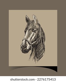 Horse, lines Art Drawing, Vector illustration.