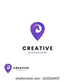 horse location logo design on isolated background