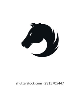 Logo für Pferde. Schwarzes Pferdekopf-Logo