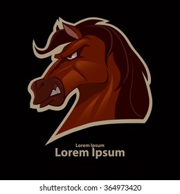 horse for logo, cartoon character, symbol, simple illustration, sport team emblem, for your design