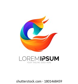 Horse logo with circle design colorful