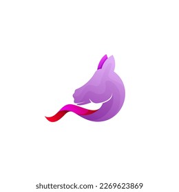 Logotipo de caballo con plantilla de diseño de círculo, iconos de color 3d