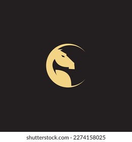 horse Logo is created with lines forming a stylized horse in gold color.