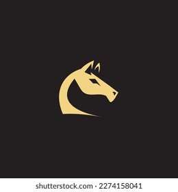 el logotipo de caballo se crea con líneas que forman un caballo estilizado de color dorado.