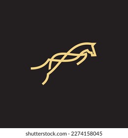 horse Logo is created with lines forming a stylized horse in gold color.