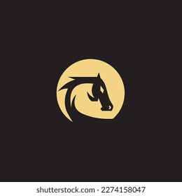 horse Logo is created with lines forming a stylized horse in gold color.