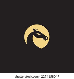 horse Logo is created with lines forming a stylized horse in gold color.