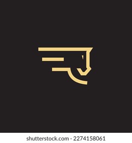 Das Logo des Pferdes wird mit Linien erstellt, die ein stilisiertes Pferd in goldener Farbe bilden.