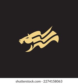 Das Logo des Pferdes wird mit Linien erstellt, die ein stilisiertes Pferd in goldener Farbe bilden.