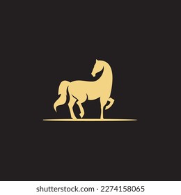 horse Logo is created with lines forming a stylized horse in gold color.