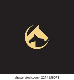 horse Logo is created with lines forming a stylized horse in gold color.