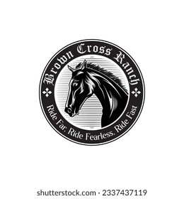 Horse Logo Design. Black Horse Race Logo Illustration Vector