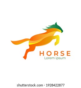 horse of logo design with gradient color. modern vector illustration