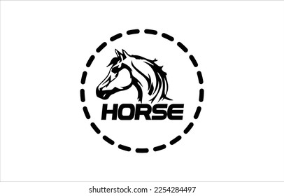 Horse logo design illustration, Horse silhouette vector, Horse vector illustration. Beautiful standing horse - black and white equestrian vector design.