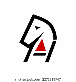 Horse logo design with letter H and triangle concept.