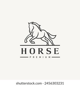 Diseño del logotipo del caballo con Ilustración vectorial de estilo de arte de línea