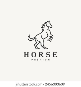 Horse logo design with line art style vector illustration 2