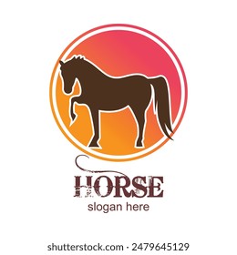 Horse logo design simple concept Premium Vector