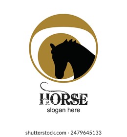 Horse logo design simple concept Premium Vector
