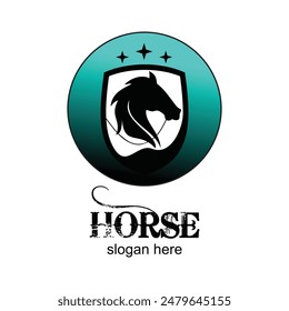 Horse logo design simple concept Premium Vector