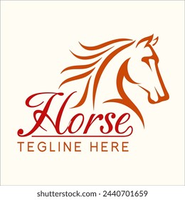 horse logo design. simple horse line illustration for horse racing logo