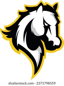 horse Logo design, horse sport logo vector , horse head illustration vector drawing, Mascot Brave horse Logo design any kind of graphic work, using the concept of a horse's head, Esport game logo icon
