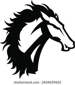 horse Logo design, horse sport logo vector , horse head illustration vector drawing, Mascot Brave horse Logo design any kind of graphic work, using the concept of a horse's head, Esport game logo icon